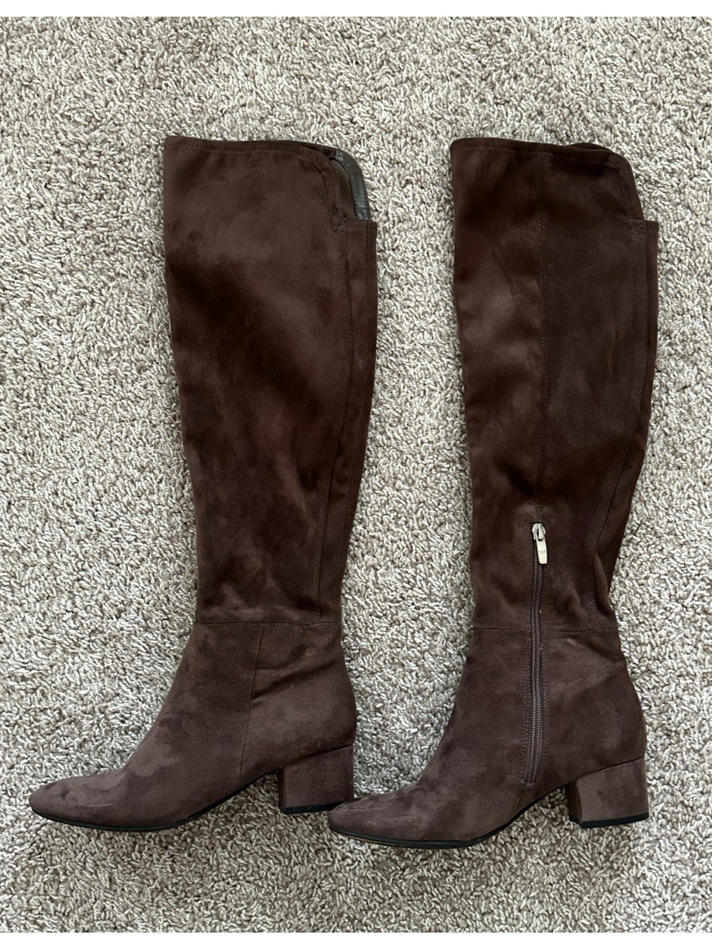 Marc Fisher Dark Brown Faux Suede Over-The-Knee Block Heel Boots in size 6